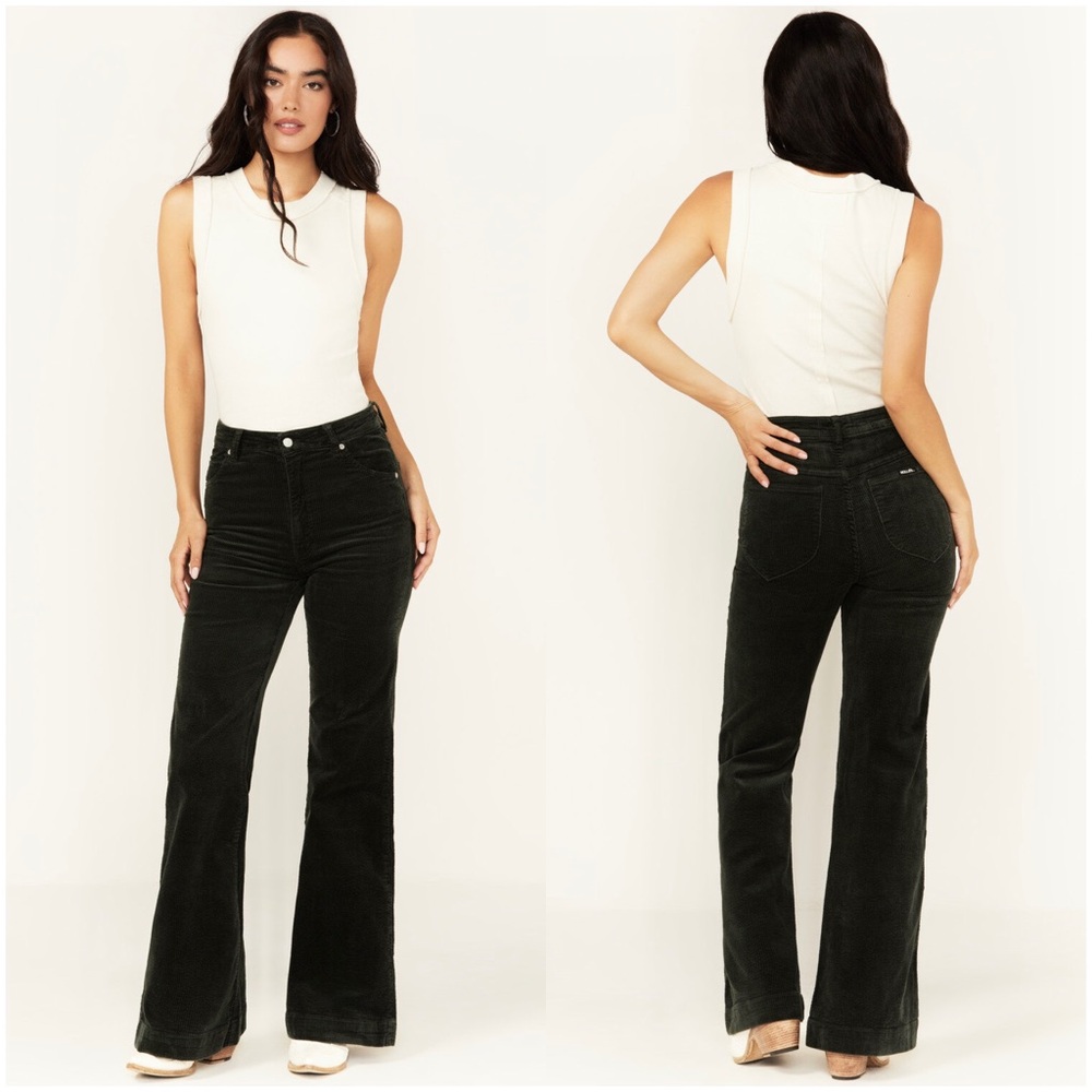 ▪️ROLLA’S Eastcoast Flare High Rise Corduroy Jeans in Wash Black